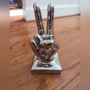 7" Silver Peace Hand Sculpture